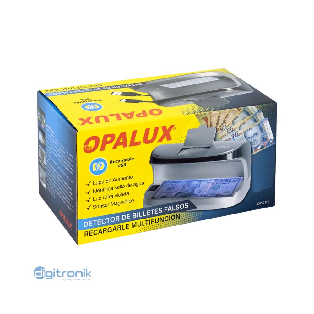 DETECTOR DE BILLETES S-D CON BATERIA 2.7V 1200MAH OPALUX OP-2111