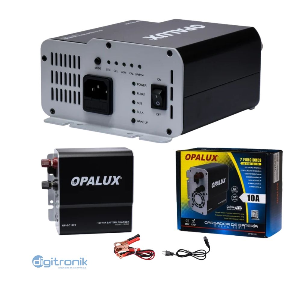 CARGADOR DE BATERIA 10A 12VDC OPALUX OP-BC1221