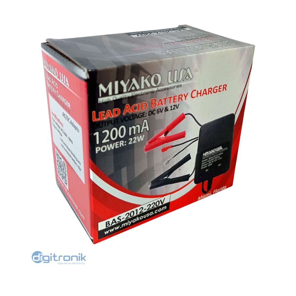 CARGADOR DE BATERIAS SECAS MIYAKO BAS-2012-220