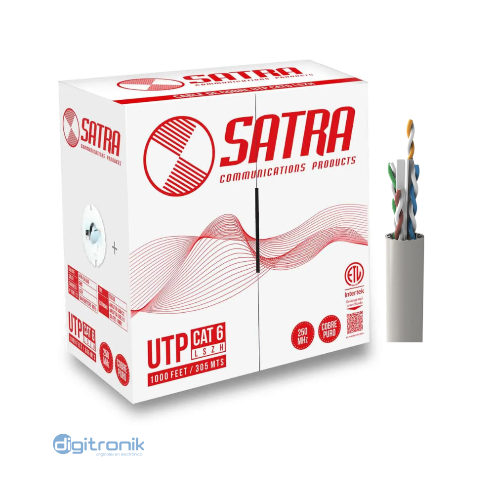 CABLE UTP CAT6 305MTS GRIS SATRA