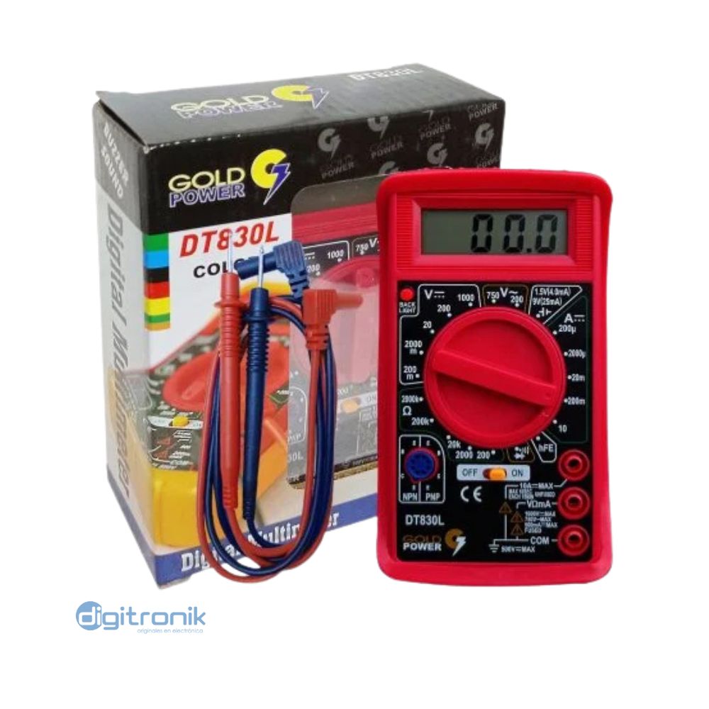 MULTIMETRO DIGITAL ROJO DT830L RD GOLDPOWER