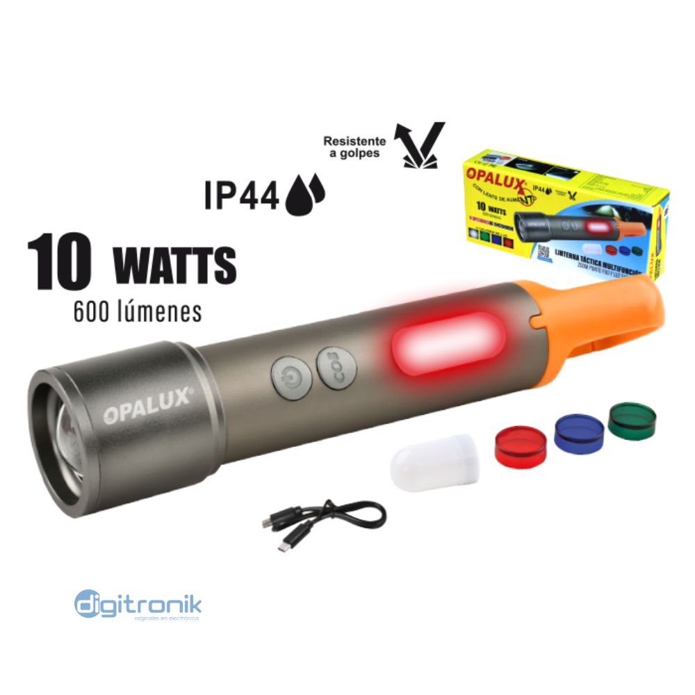 LINTERNA 10W OPALUX 250LM, BAT.3.7V 1200 MAH,9 OPC OP-3089