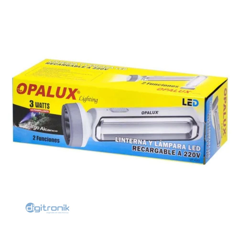 LINTERNA Y LAMPARA LED RECARGABLE 220V 3W OPALUX OP-4353