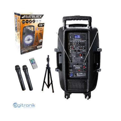 PARLANTE AMPLIFICADO 15" 3000W BATBLACK CON BT,FM,USB BT-1501BAT