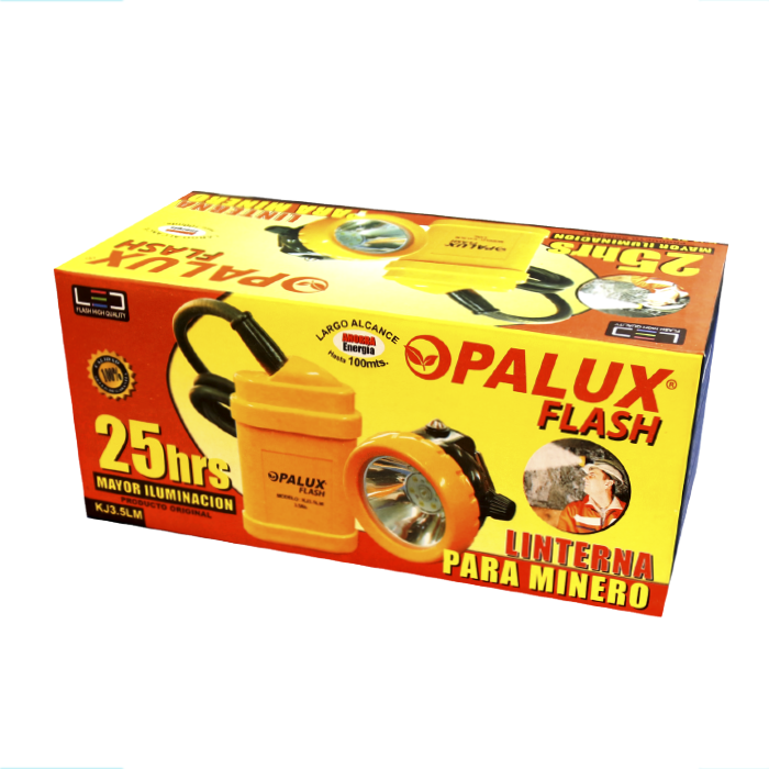 LINTERNA MINERO OPALUX 25 HRS 1 LED ALTA 6 LED BAJA 35AH KJ3.5LM