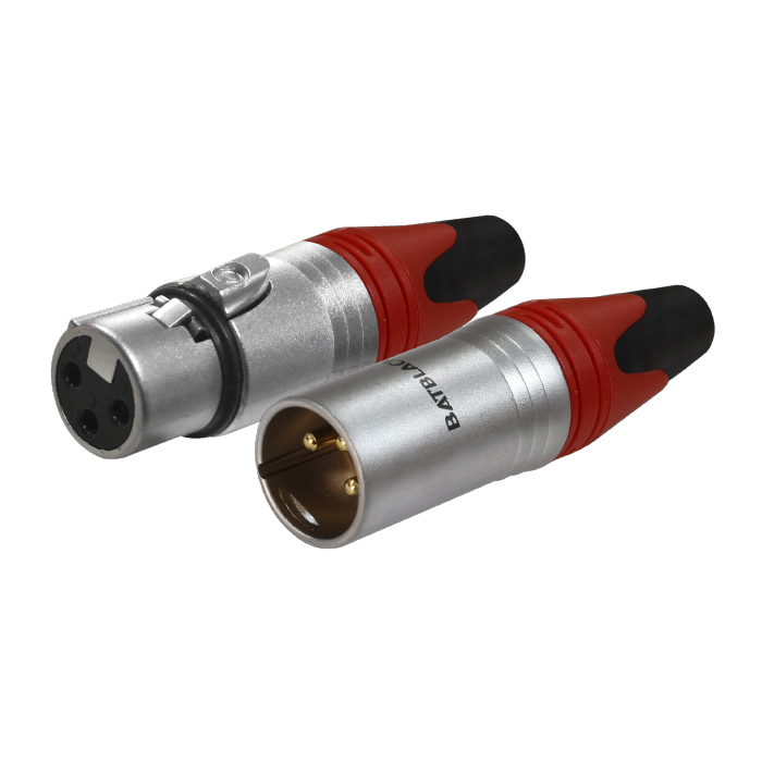 CONECTOR XLR HEMBRA Y MACHO 3 PINES "BATBLACK" ROJO LA1312MF-R