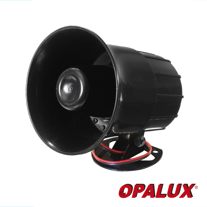 SIRENA NEGRA OPALUX 30W 12VDC 6 TONOS 45W OP-2040-45W