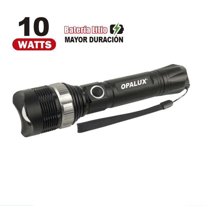 LINTERNA LED OPALUX 10W INTERMITENTE ZOOM METALICO OP-4910N