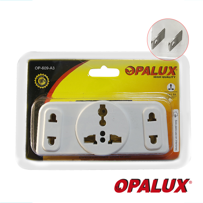 x ADAPTADOR OPALUX 1 TOMA MULTIPLE 2 MIXTAS OP-609-A3