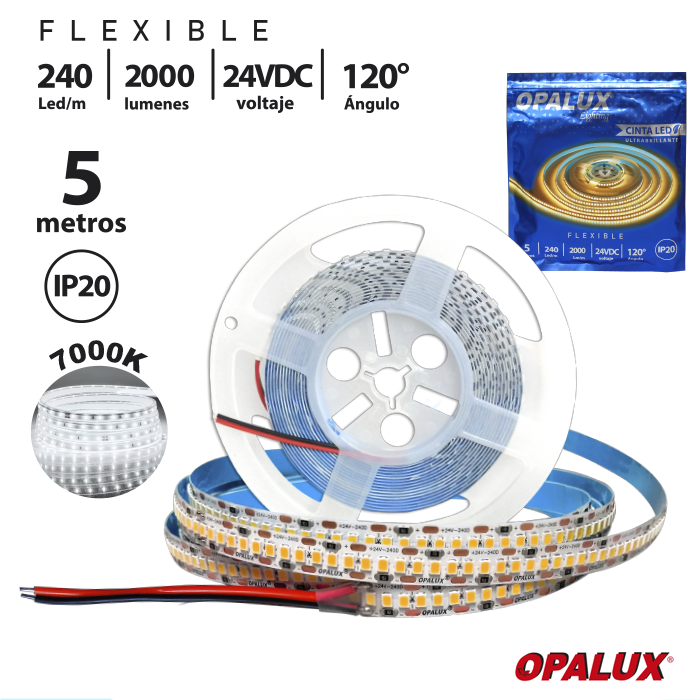 CINTA LED2835 240LEDS “OPALUX” 5M 4000K OPALUX OP-LS28240-CW