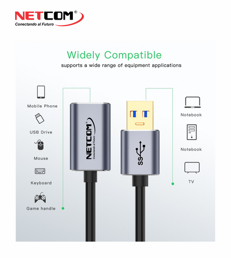 CABLE EXTENSION USB 3.0 DE 3 MTS NETCOM PE-CA0093