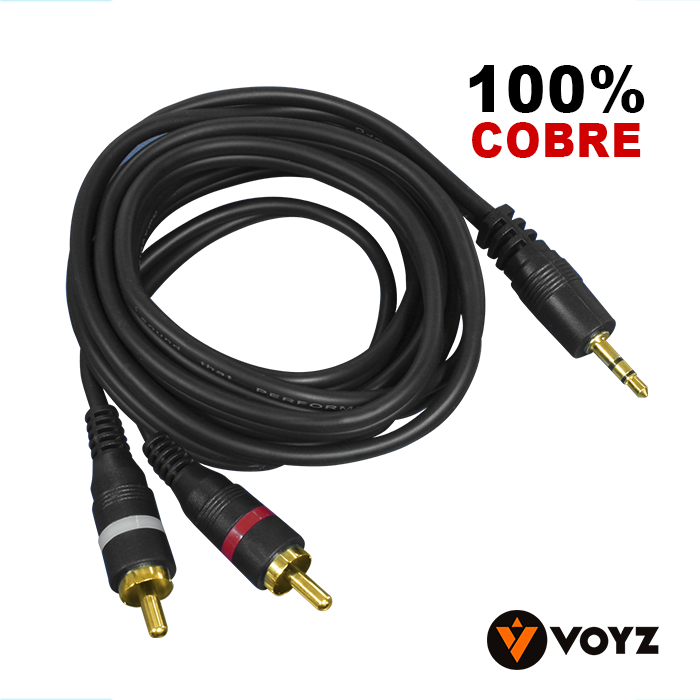 EXTENSOR 2 RCA PLUG A PLUG STEREO CHICO 3.5MM 1.80M PS-209 Voyz