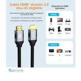 CABLE HDMI DE 1.80M V2.0 NETCOM PE-HD0102