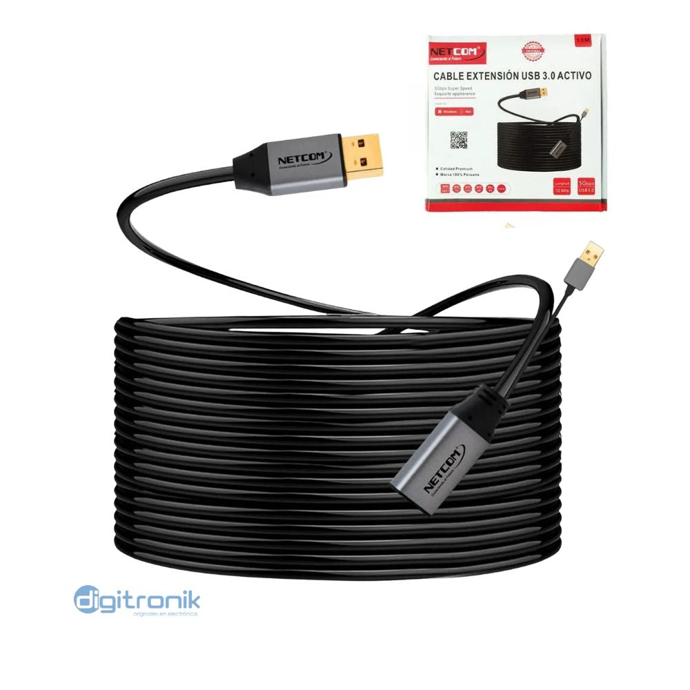 CABLE EXTENSION USB 3.0 DE 10MTS  NETCOM PE-EX0110
