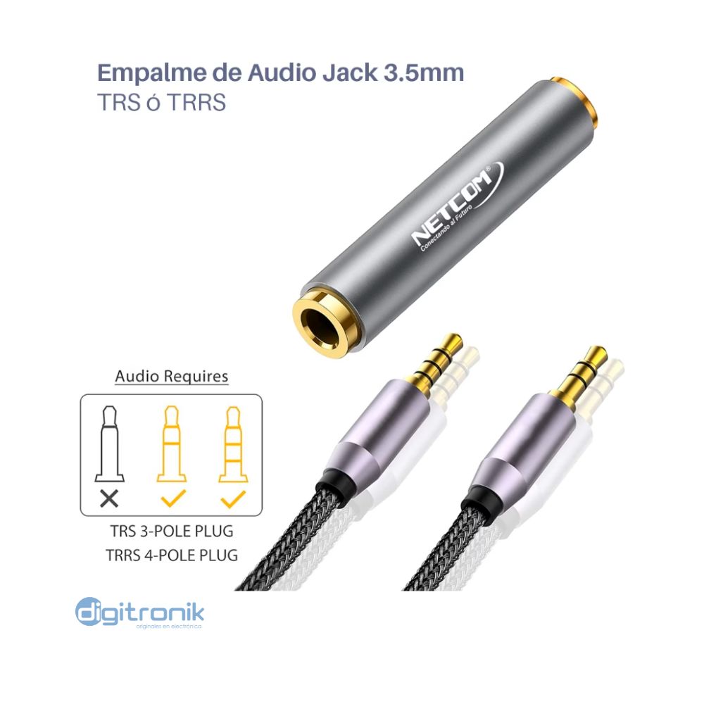 UNION PLUG 3.5MM TRRS Y TRS NETCOM PE-AD0010