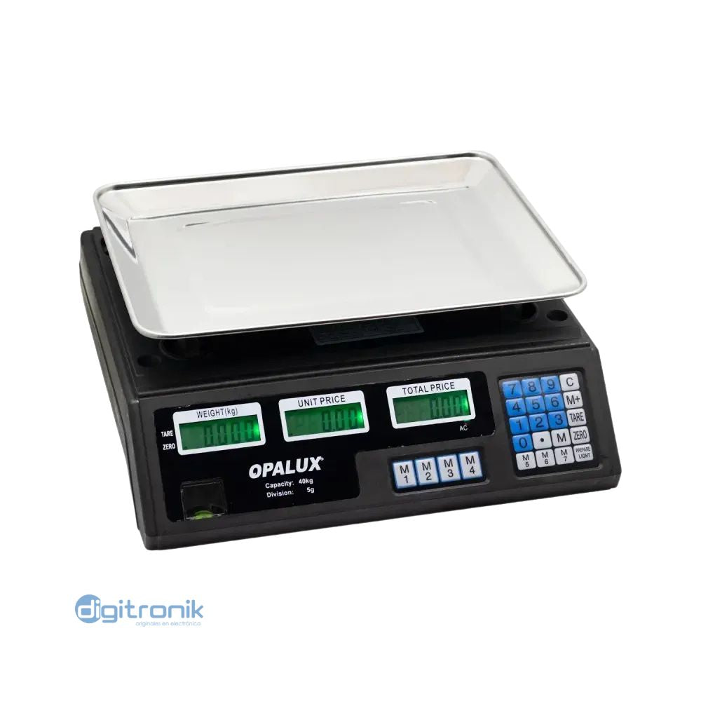 BALANZA DIGITAL RECARGABLE 40KG OPALUX OP-208C-BK