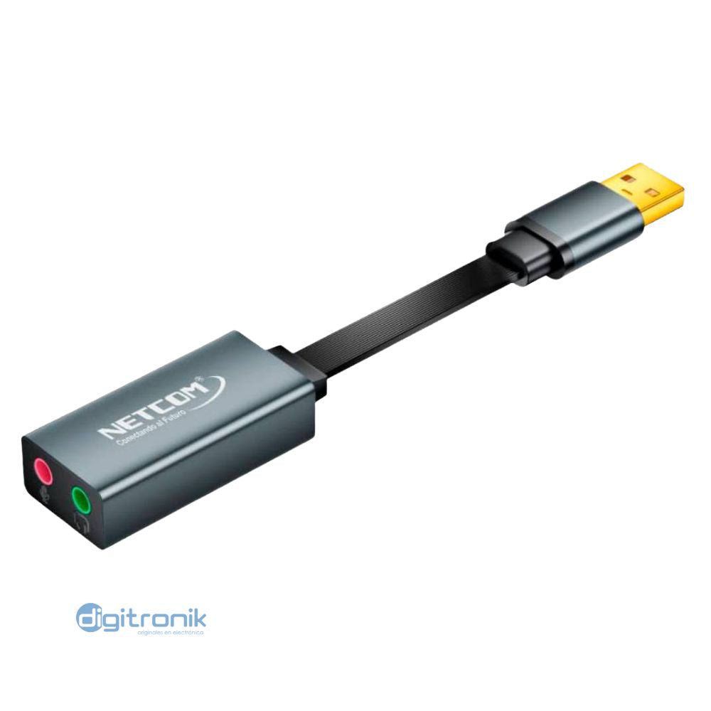 ADAPTADOR DE AUDIO USB A 2 JACK 3.5MM 10CM NETCOM PE-SC0035