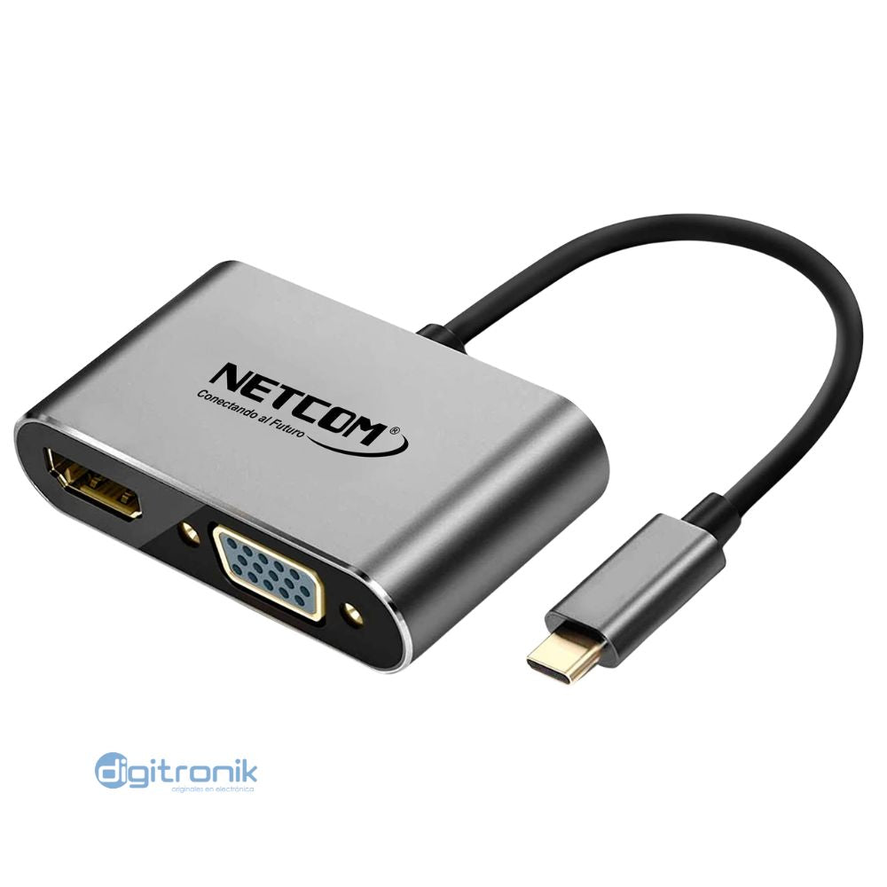 ADAPTADOR UDB-C A HDMI VGA 4K NETCOM PE-TA0139