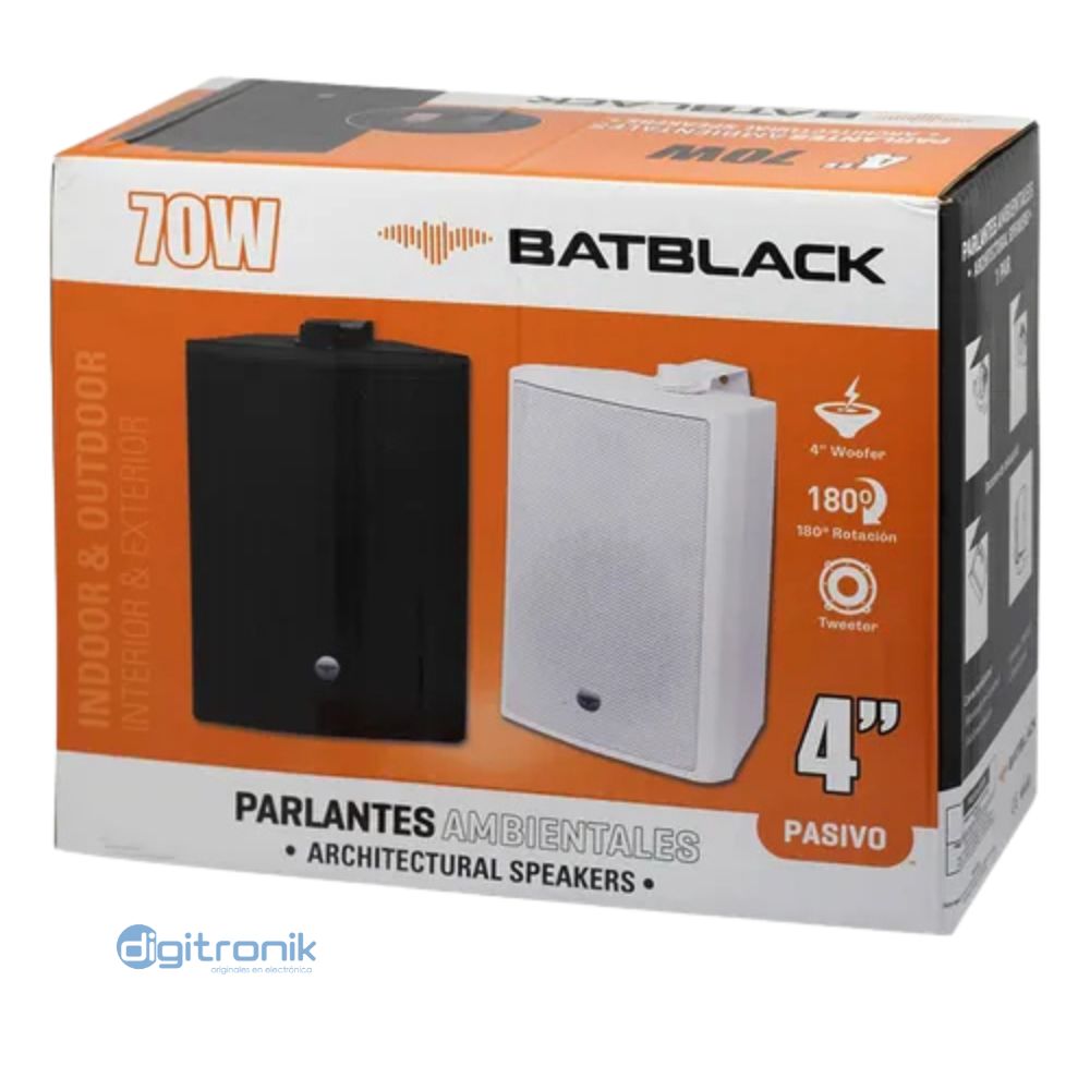 PARLANTE AMBIENTAL 4" BATBLACK 70W NEGRO BT-4032B