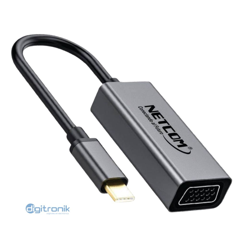 ADAPTADOR USB-C MACHO A VGA HEMBRA NETCOM PE-TA0090