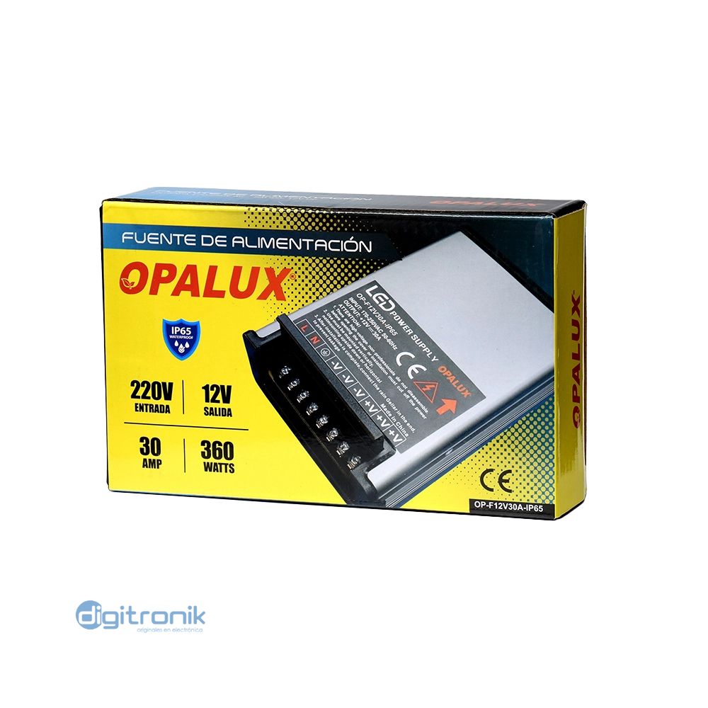 FUENTE SWITCHING VERTICAL 12V 30A OPALUX OP-F12V30A-IP65