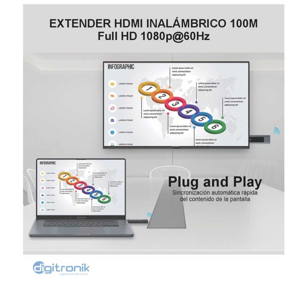 EXTENDER HDMI INALAMBRICO DE 100MTS 1080P NETCOM PE-EXI100