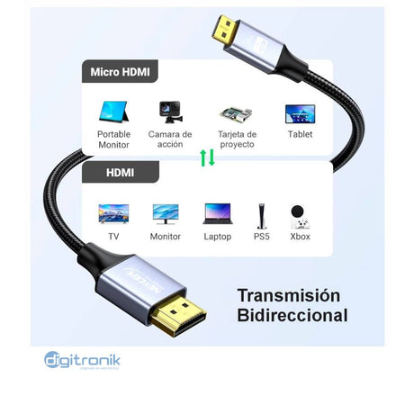CABLE HDMI A MINI HDMI V2.0 10MTS NETCOM PE-HD0844