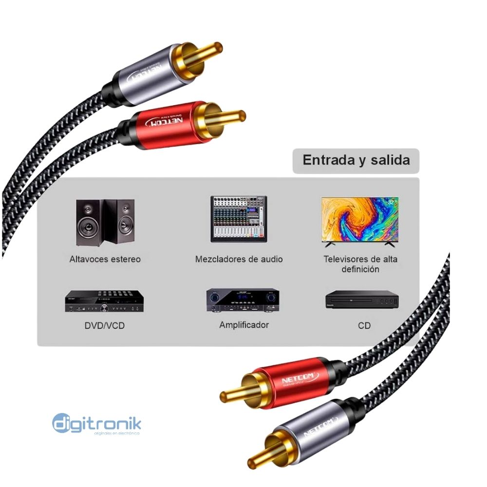 CABLE 2 RCA A 2 RCA 1.8MTS NETCOM PE-RC0202