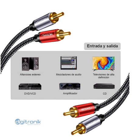 CABLE 2 RCA A 2 RCA 1.8MTS NETCOM PE-RC0202