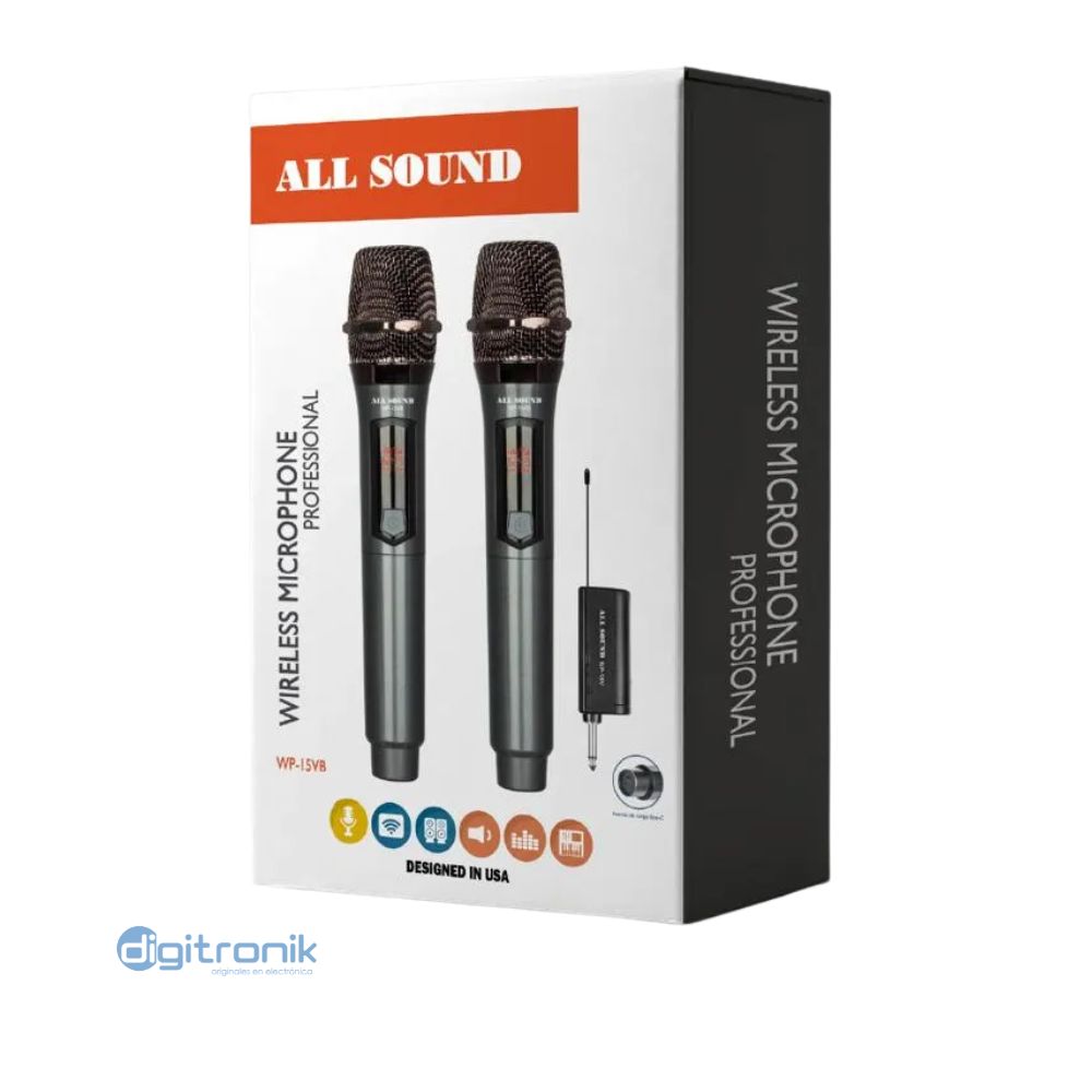 MICROFONO INALAMBRICO DOBLE DE MANO VHF ALL RECARGABLE WP-15VB