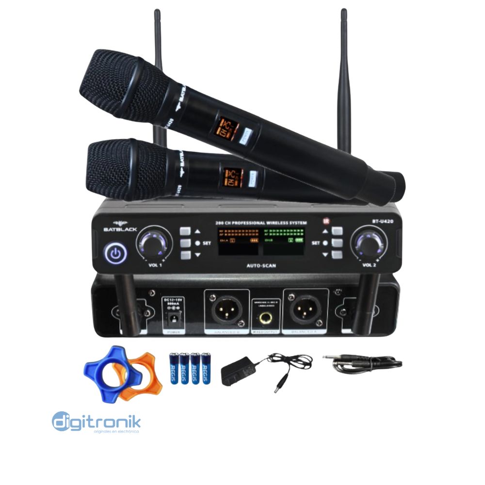 MICROFONO PROFESIONAL BATBLACK INALAMBRICO UHF BT-U420