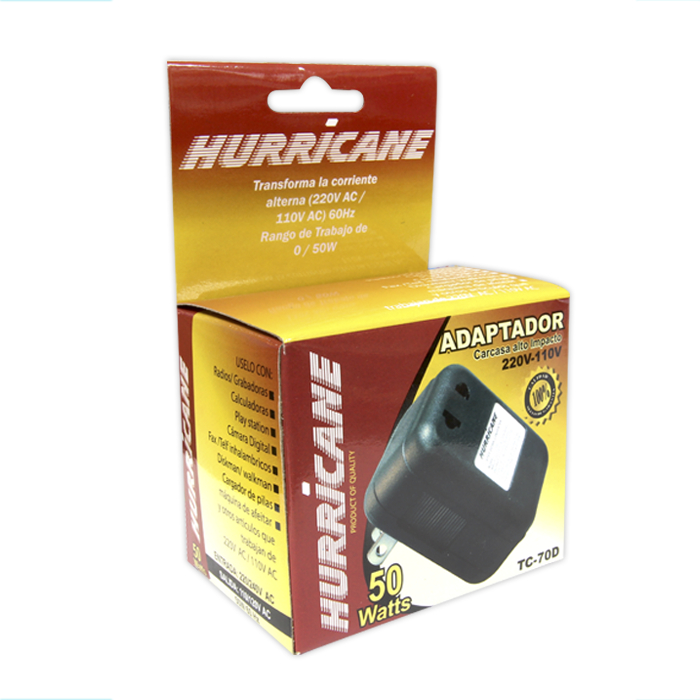 TRANSFORMADOR 220-110V 50W 60HZ HURRICANE TC-70D