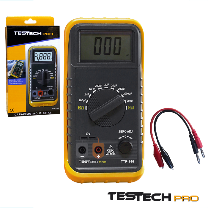 CAPACIMETRO DIGITAL 9V TESTECH PRO 200PF-20MF TTP-146