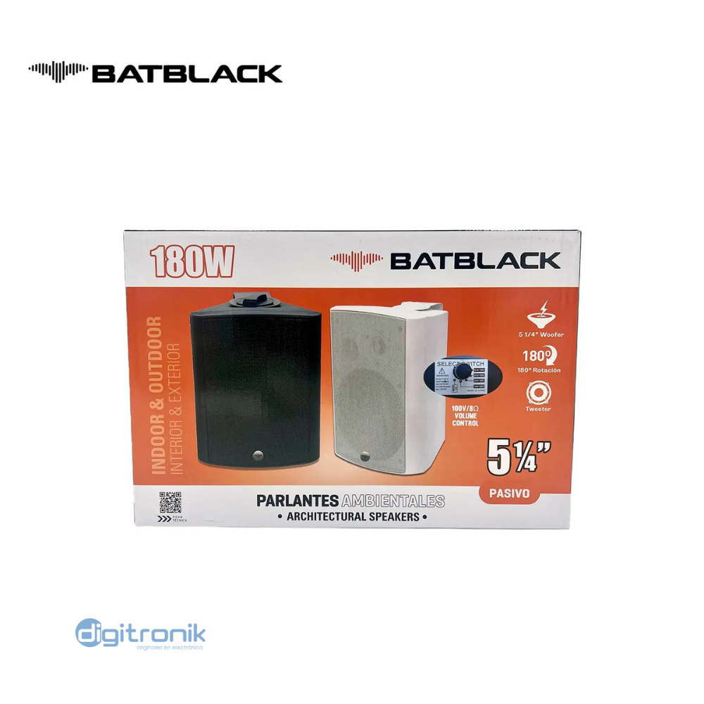 PARLANTE AMBIENTAL 4" BATBLACK 70W NEGRO BT-4032B