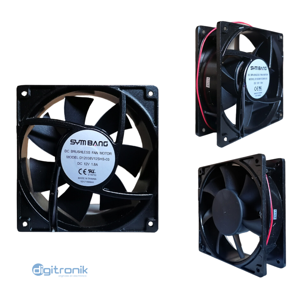 VENTILADOR 120X120X38MM DC12V 1.80A C/BOCINA D12038V12SHS-03 SYMBANG