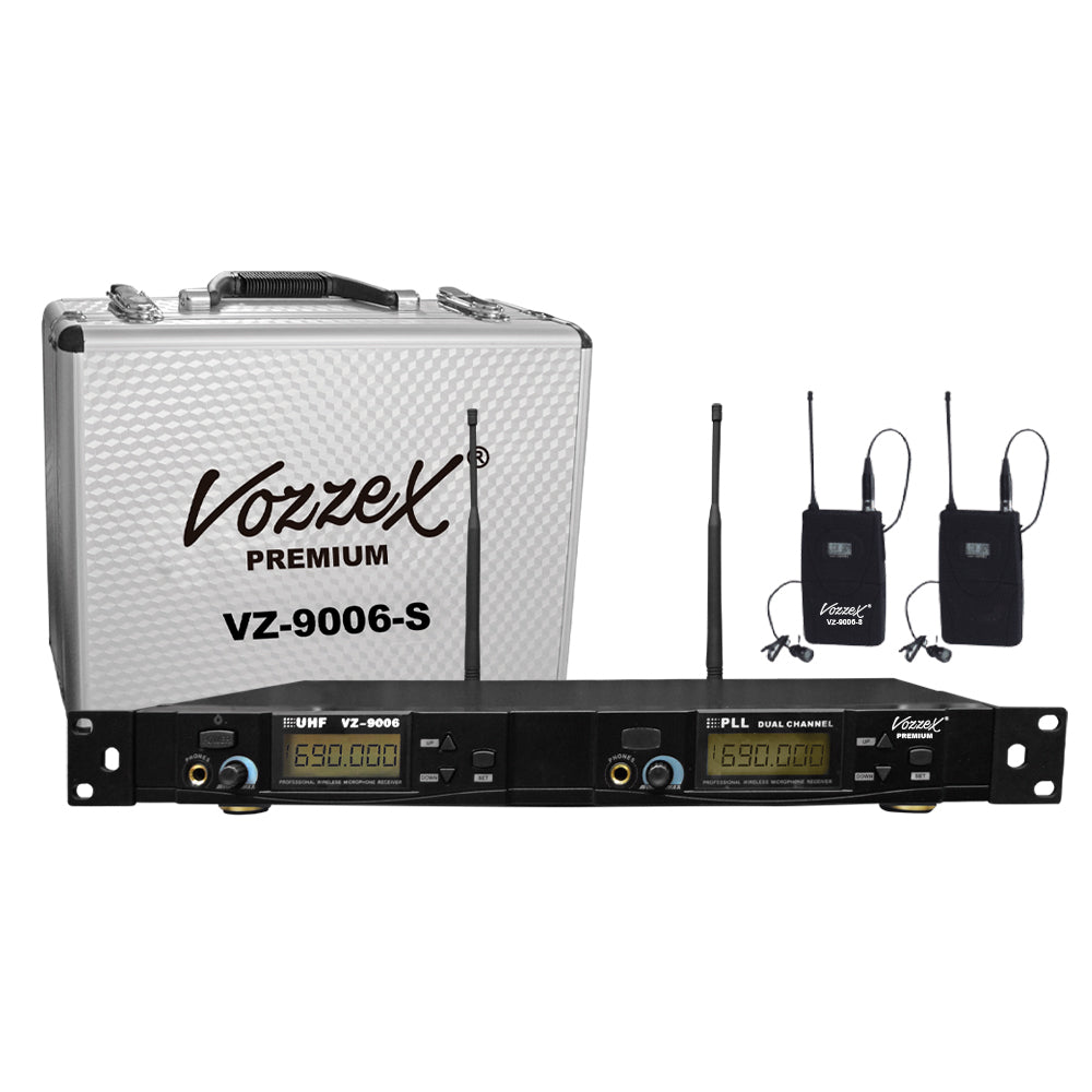 MICROFONO INALAMBRICO DUAL UHF SOLAPERO PREMIUM VZ-9006-S VOZZEX