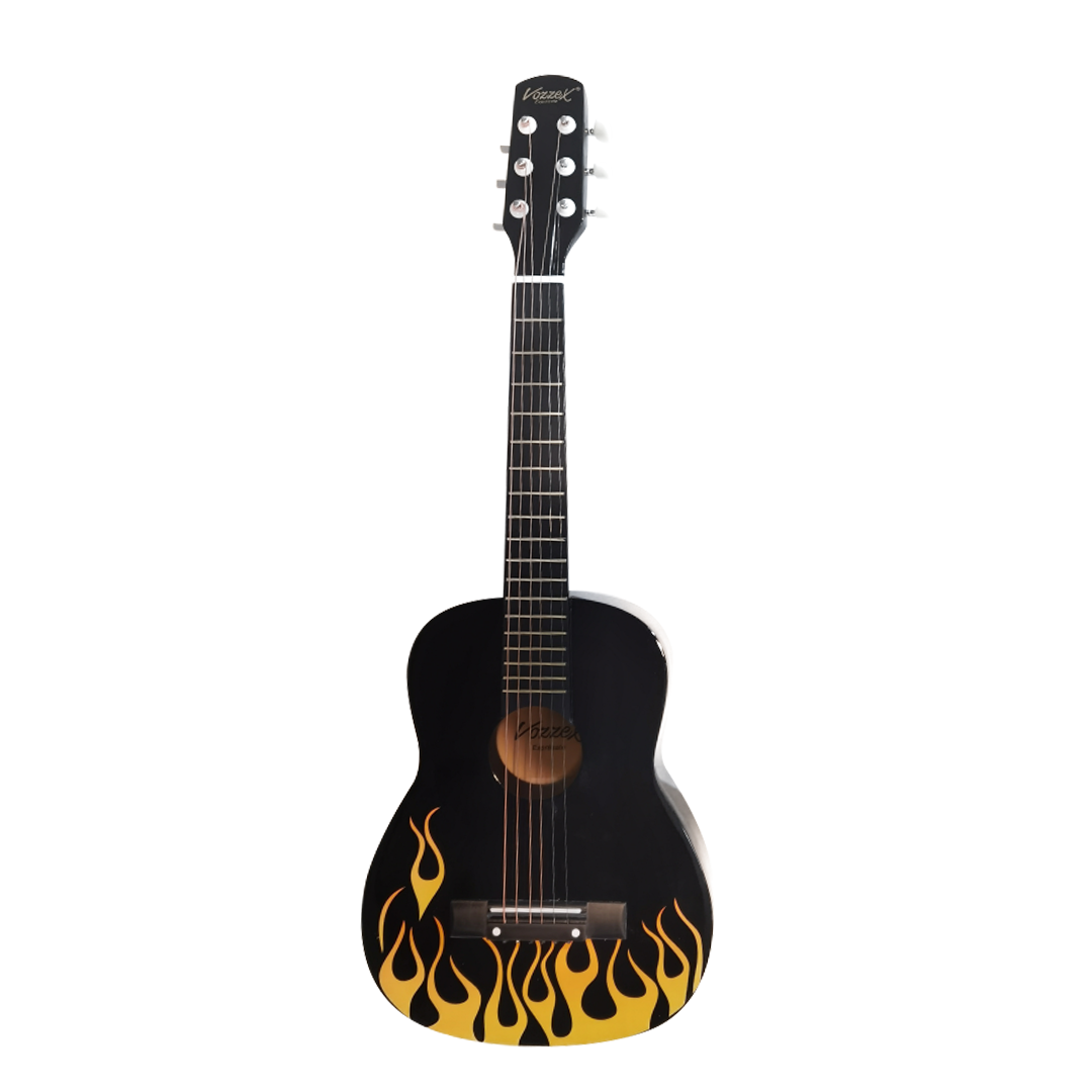 GUITARRA C/DISEÑO D/FLAMA PARA NIÑOS C/FUNDA 30" VOZZEX VZ-M5126D-F