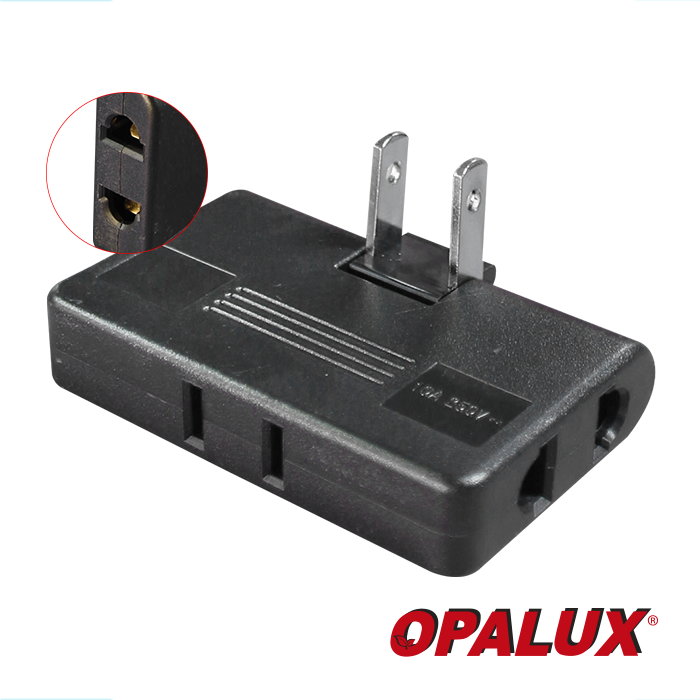 x ADAPTADOR TOMA TRIPLE ENCHUFE OPALUX GIRATORIO PLANO XD-608-FBK