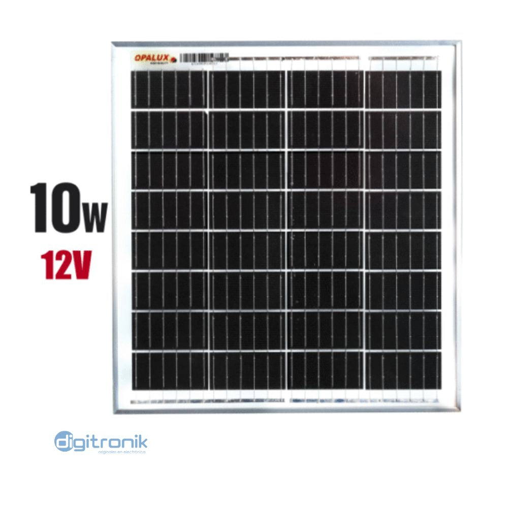PANEL SOLAR 10W MONOCRISTALINO OPALUX 30X28 CM OP-10SP