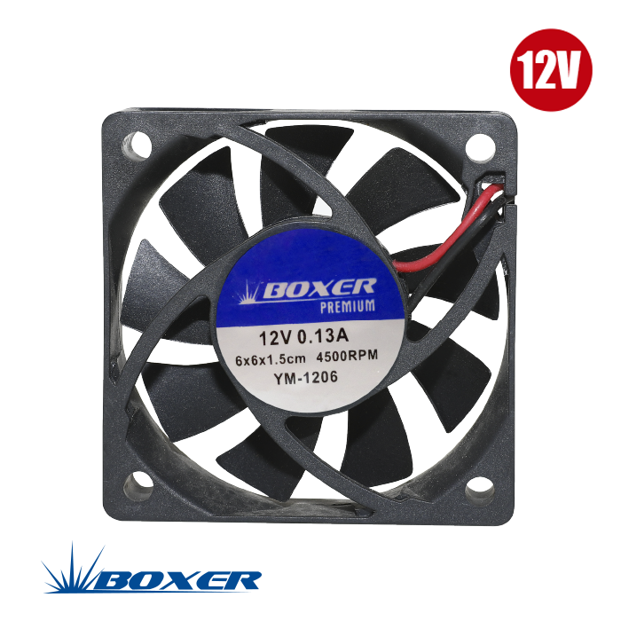 VENTILADOR 6CMX6CMX 1.5CM 12VDC 0.11AMP BOXER YM-1206