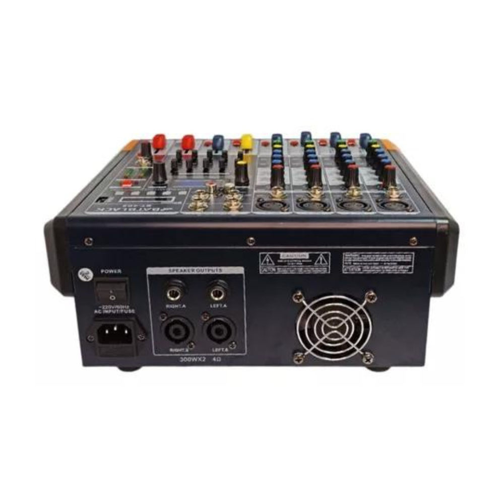 Consola amplificada BATBLACK 600W 4 canales con phantom C/USB/MP3/BT BT-4D2