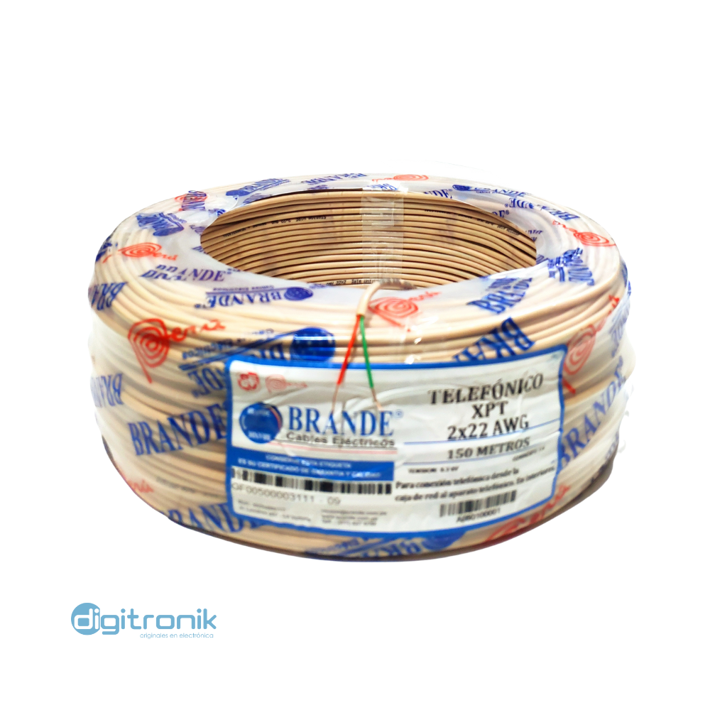 ALAMBRE CABLE TELEFÓNICO 2X22 AWG BRANDE X 150MTS